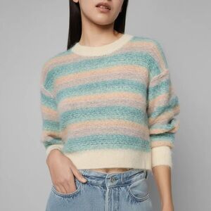 Aritzia Wilfred Striped Mohair Sweater - Blue and Cream